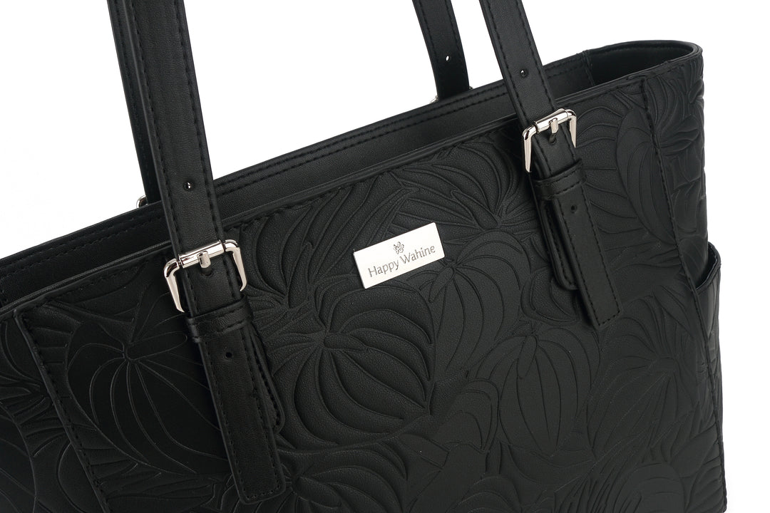 Tote Elizabeth Anthurium Embossed Black