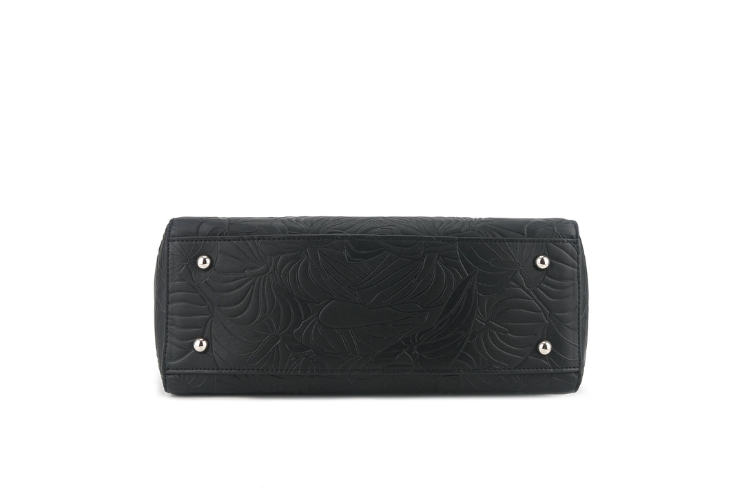Tote Elizabeth Anthurium Embossed Black