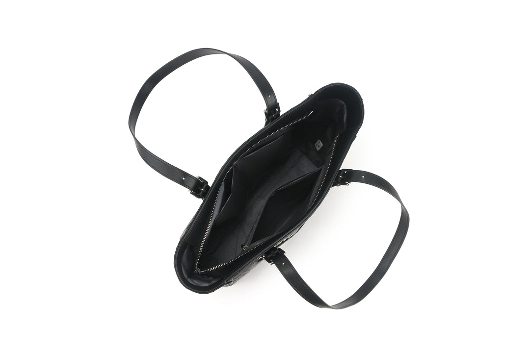 Tote Elizabeth Anthurium Embossed Black