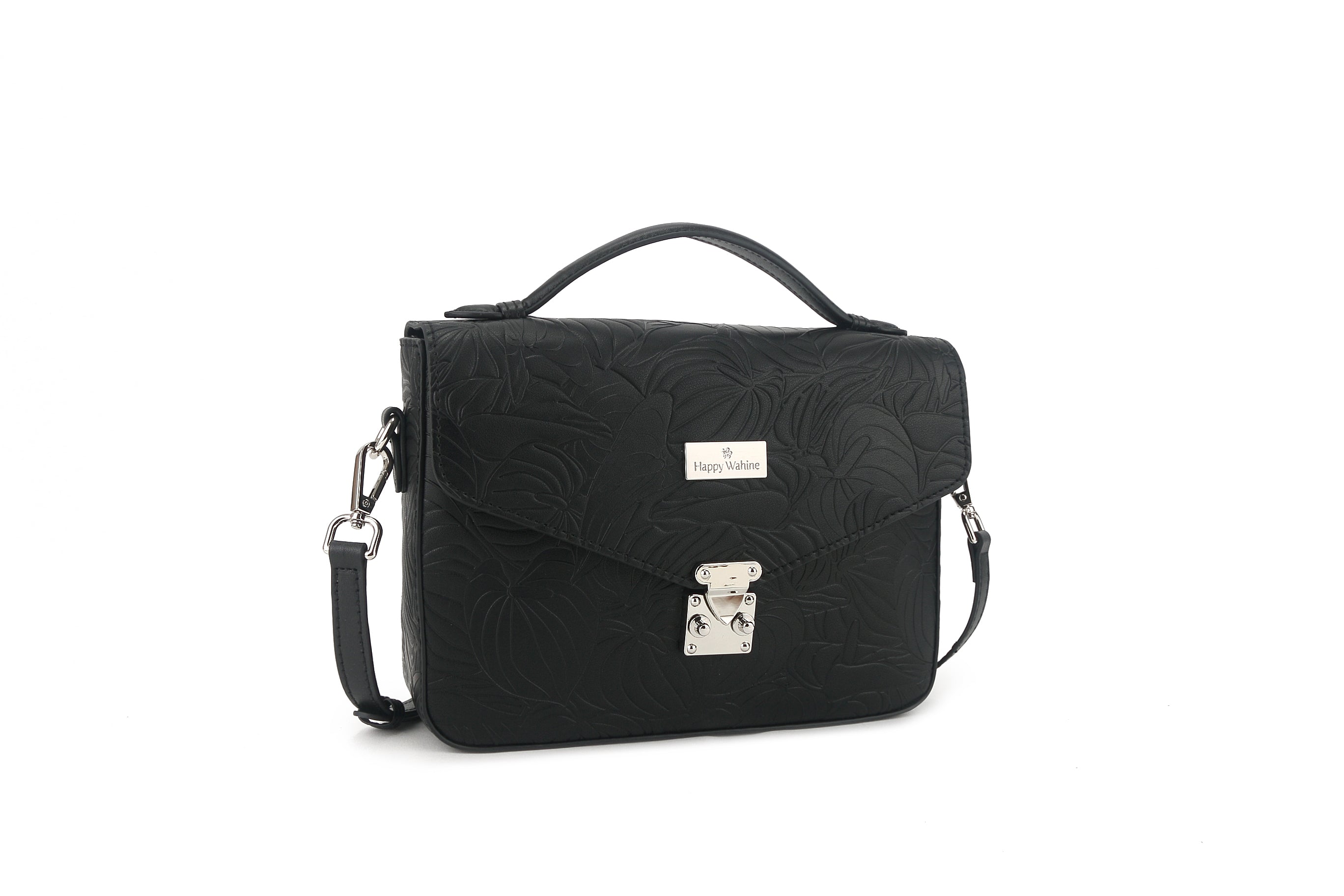 Satchel Alice Anthurium Embossed Black – Happy Wahine