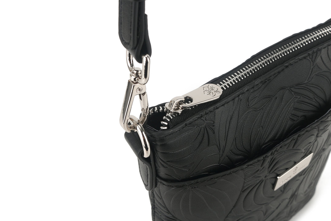 Crossbody Lisa Anthurium Embossed Black