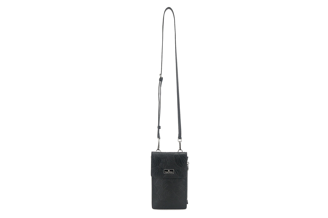 Crossbody Anna Anthurium Embossed Black
