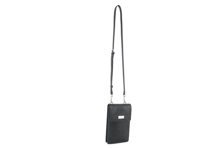 Crossbody Anna Anthurium Embossed Black