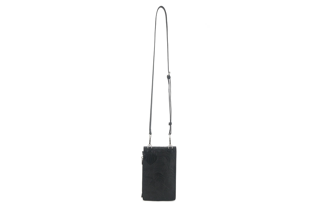Crossbody Anna Anthurium Embossed Black