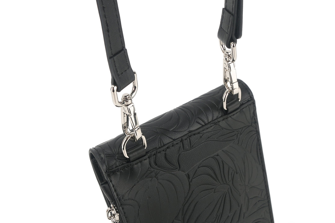 Crossbody Anna Anthurium Embossed Black