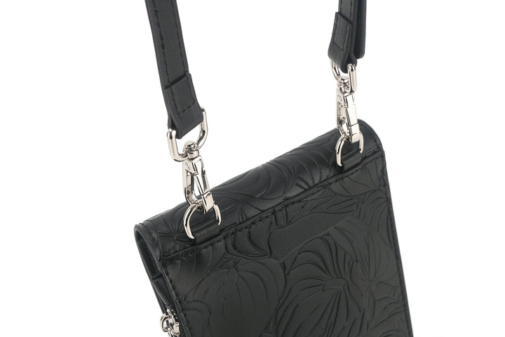 Crossbody Anna Anthurium Embossed Black