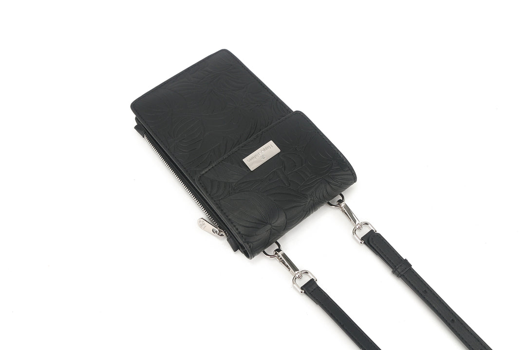 Crossbody Anna Anthurium Embossed Black