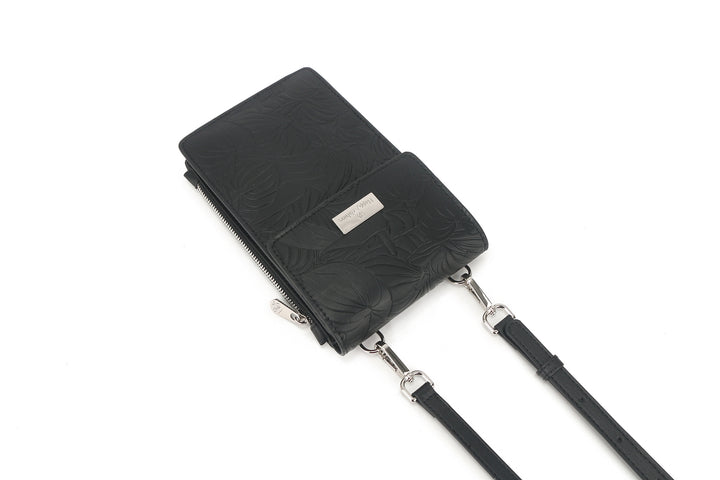 Crossbody Anna Anthurium Embossed Black