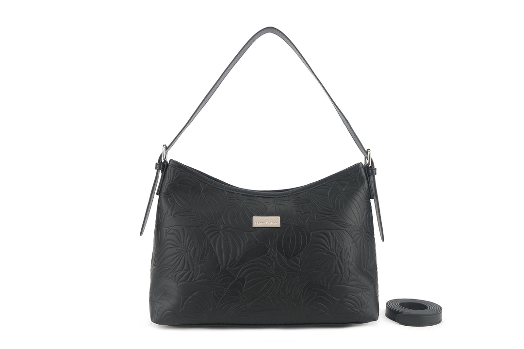 Shoulder Bag Edith Anthurium Embossed Black