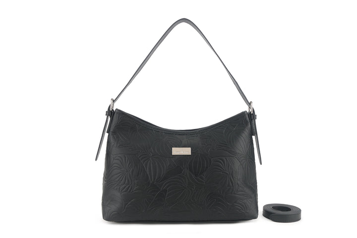 Shoulder Bag Edith Anthurium Embossed Black