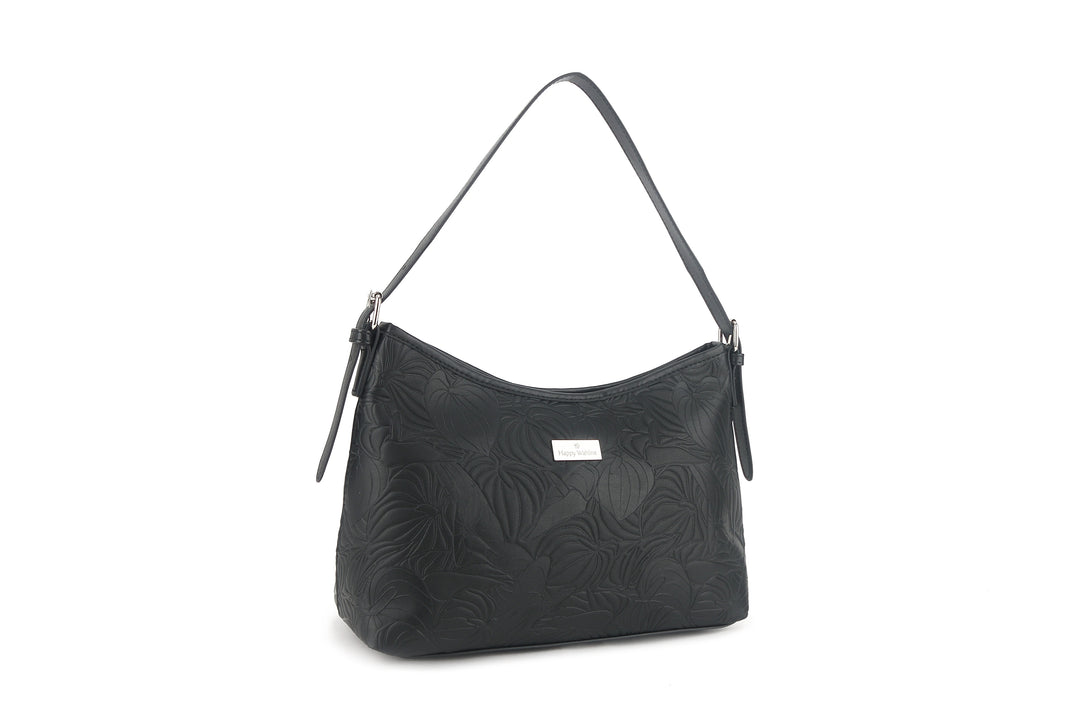 Shoulder Bag Edith Anthurium Embossed Black