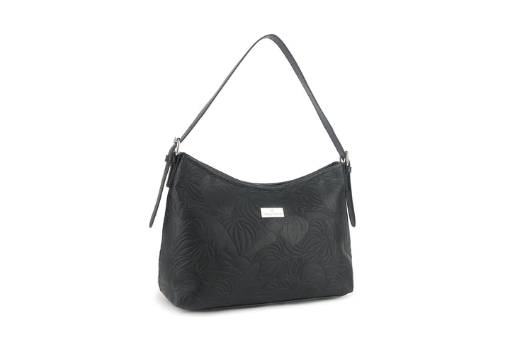 Shoulder Bag Edith Anthurium Embossed Black
