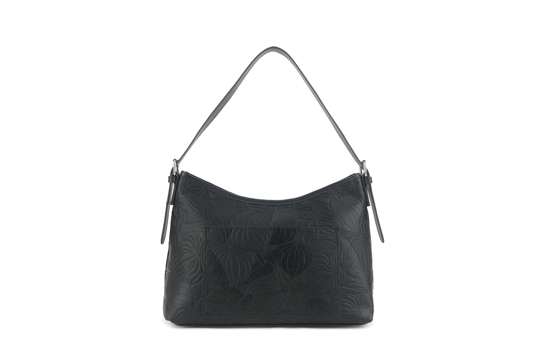 Shoulder Bag Edith Anthurium Embossed Black