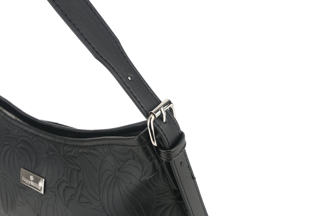 Shoulder Bag Edith Anthurium Embossed Black