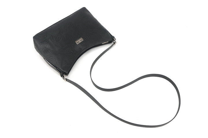 Shoulder Bag Edith Anthurium Embossed Black