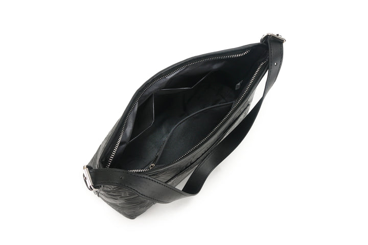 Shoulder Bag Edith Anthurium Embossed Black