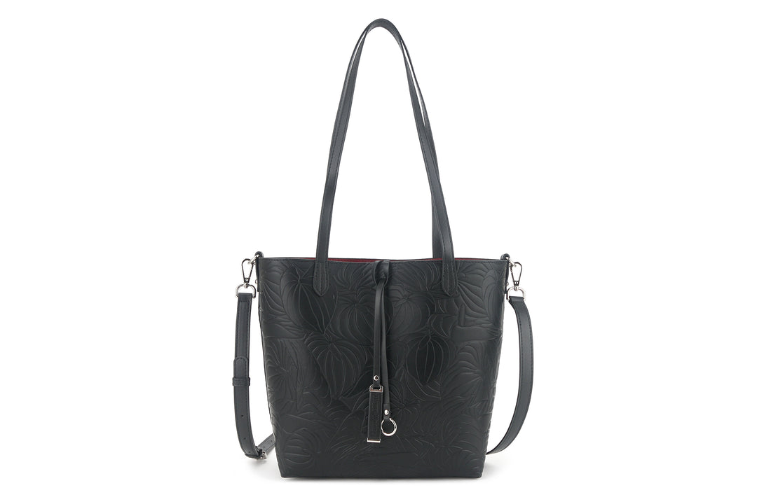 Reversible Tote Nancy Small Anthurium Embossed Black