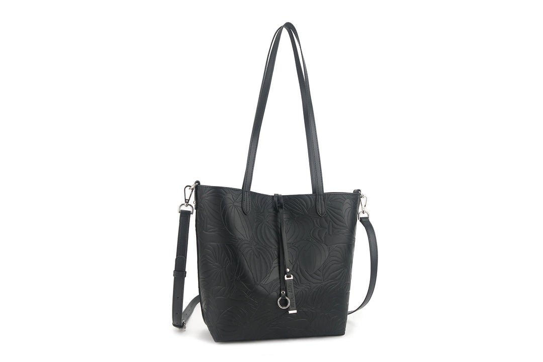 Reversible Tote Nancy Small Anthurium Embossed Black