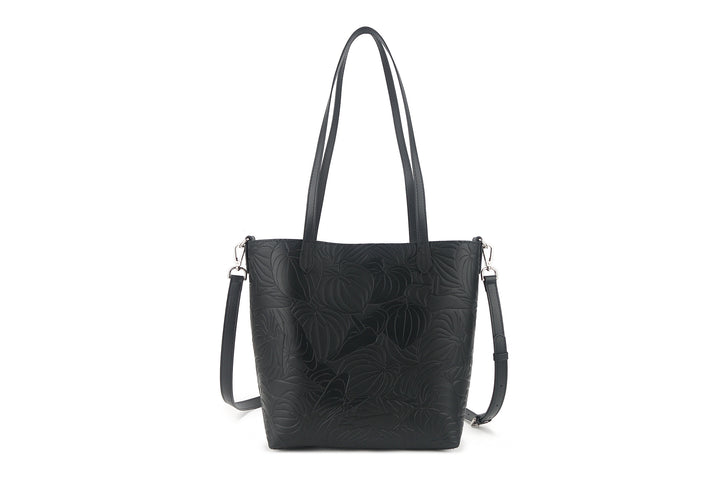 Reversible Tote Nancy Small Anthurium Embossed Black