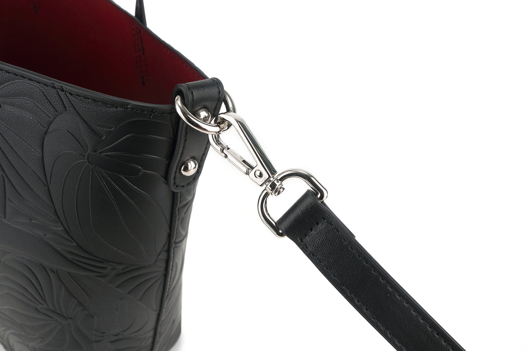 Reversible Tote Nancy Small Anthurium Embossed Black