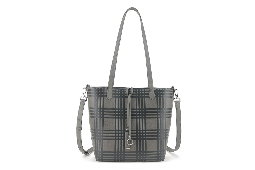 Reversible Tote Nancy Small Palaka Embossed Grey