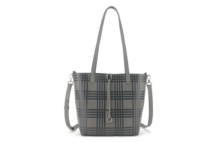 Reversible Tote Nancy Small Palaka Embossed Grey
