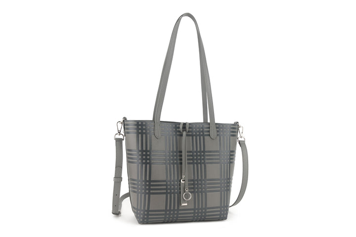 Reversible Tote Nancy Small Palaka Embossed Grey