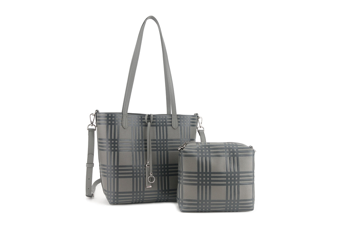 Reversible Tote Nancy Small Palaka Embossed Grey