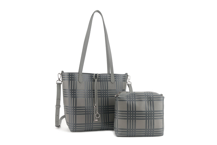 Reversible Tote Nancy Small Palaka Embossed Grey