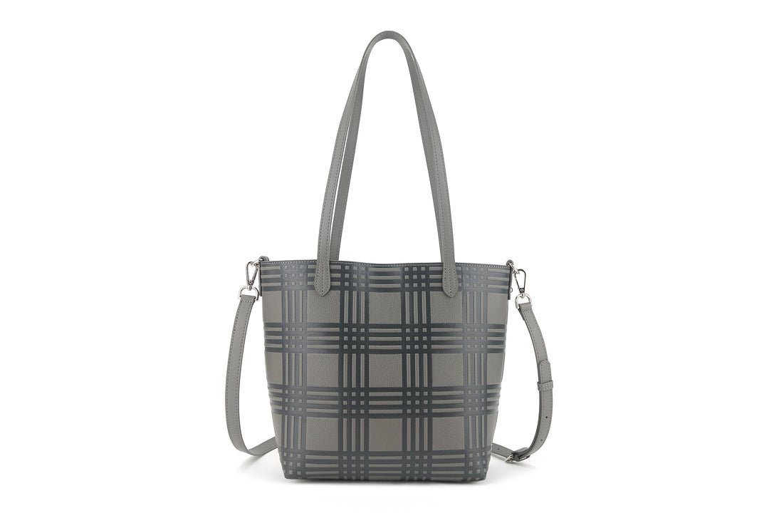 Reversible Tote Nancy Small Palaka Embossed Grey