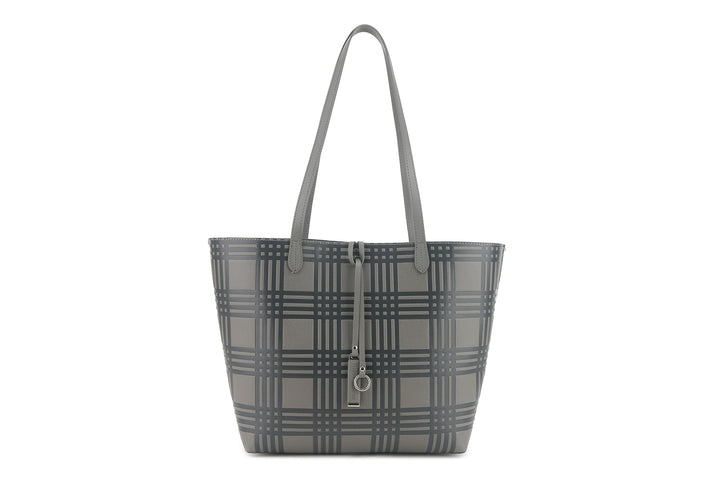 Reversible Tote Nancy Large Palaka Embossed Grey