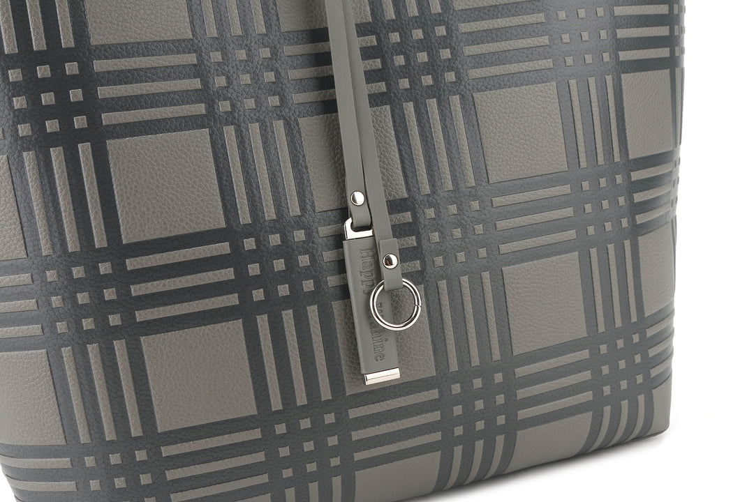 Reversible Tote Nancy Large Palaka Embossed Grey