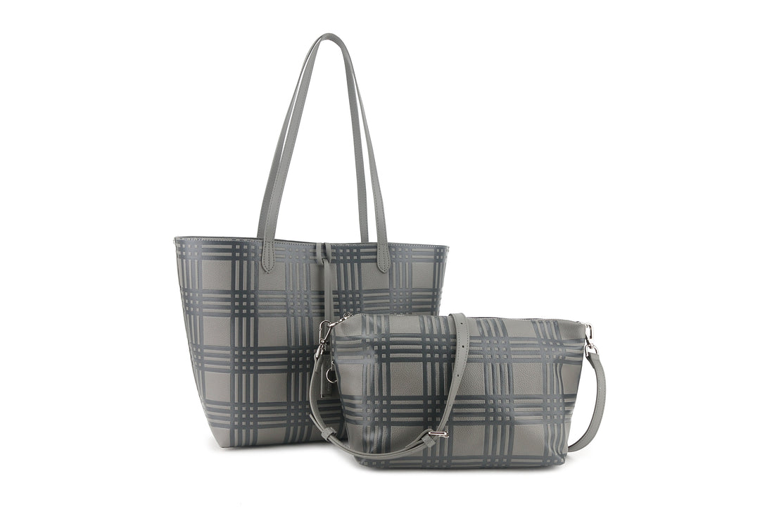 Reversible Tote Nancy Large Palaka Embossed Grey