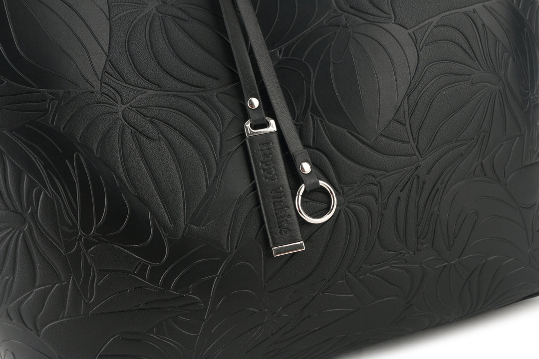 Reversible Tote Nancy Large Anthurium Embossed Black