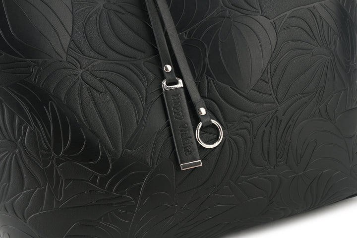Reversible Tote Nancy Large Anthurium Embossed Black