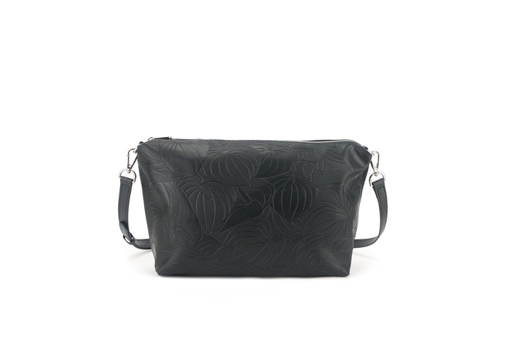 Reversible Tote Nancy Large Anthurium Embossed Black