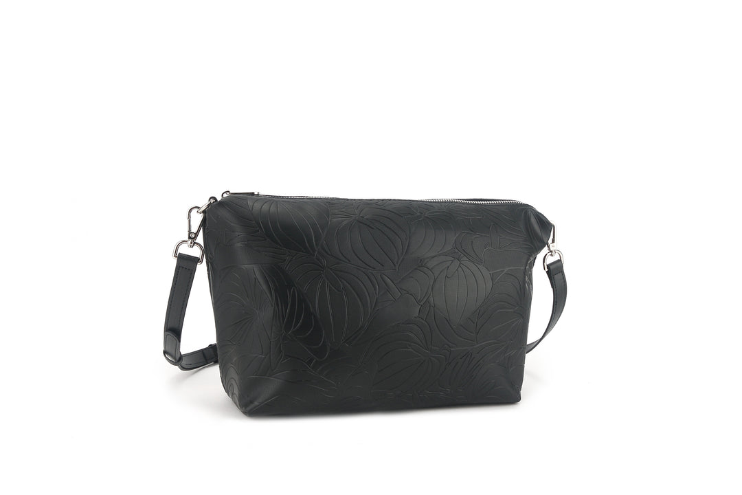 Reversible Tote Nancy Large Anthurium Embossed Black
