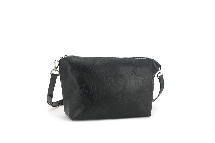 Reversible Tote Nancy Large Anthurium Embossed Black