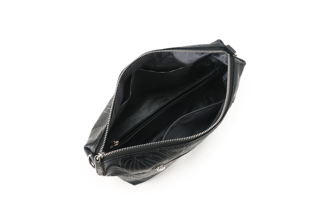 Reversible Tote Nancy Large Anthurium Embossed Black