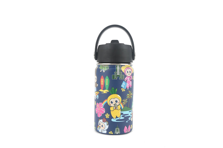 Insulated Water Bottle 12oz Aloha Monsters Navy