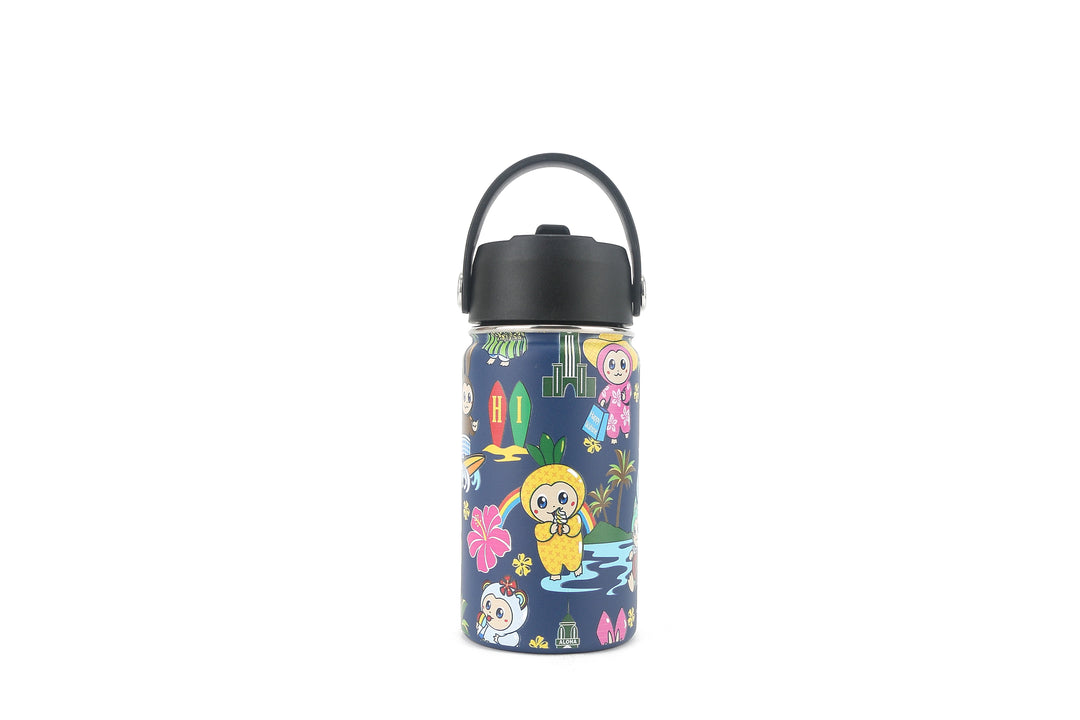 Insulated Water Bottle 12oz Aloha Monsters Navy