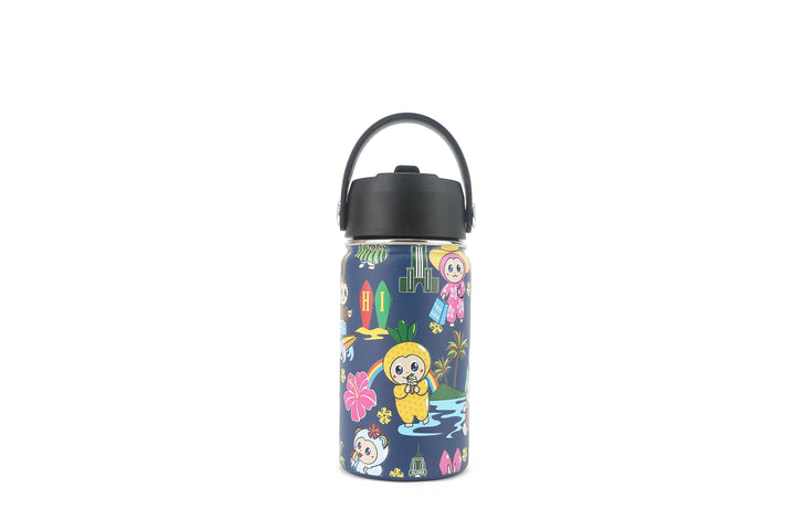 Insulated Water Bottle 12oz Aloha Monsters Navy