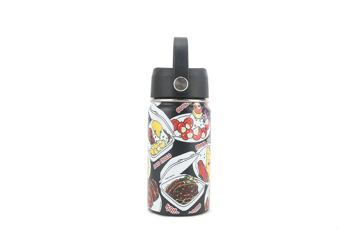 Insulated Water Bottle 12oz Plate Lunch Black