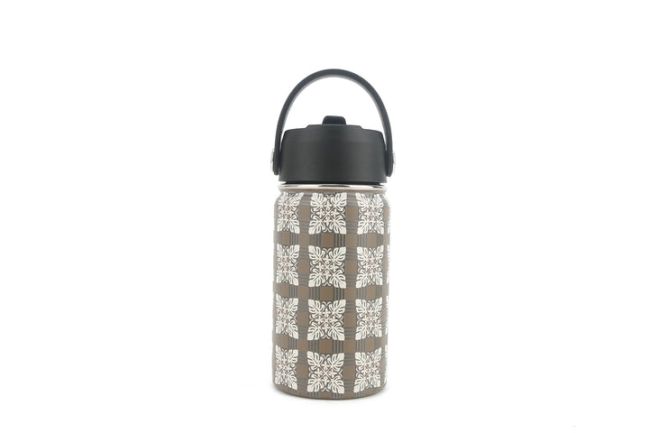 Insulated Water Bottle 12oz Quilt Palaka Brown