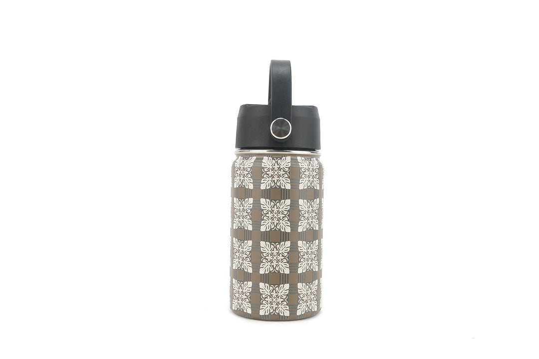Insulated Water Bottle 12oz Quilt Palaka Brown