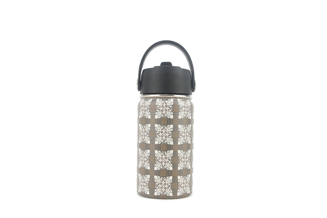 Insulated Water Bottle 12oz Quilt Palaka Brown