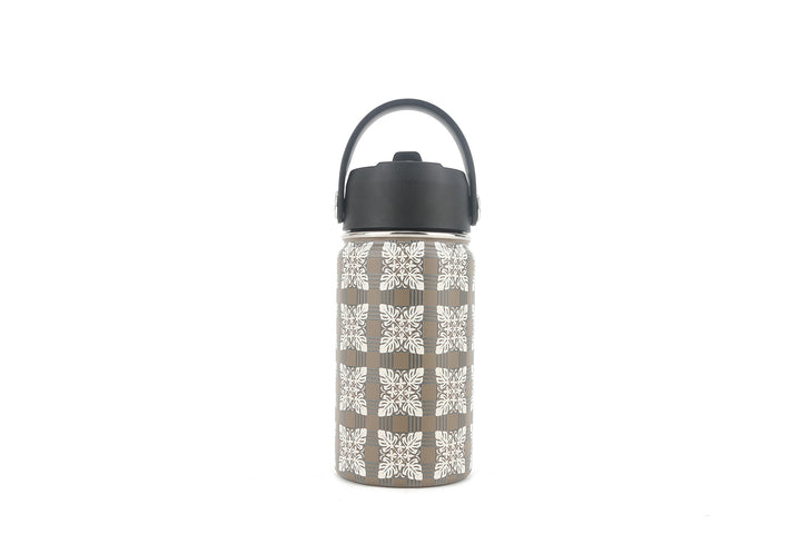 Insulated Water Bottle 12oz Quilt Palaka Brown