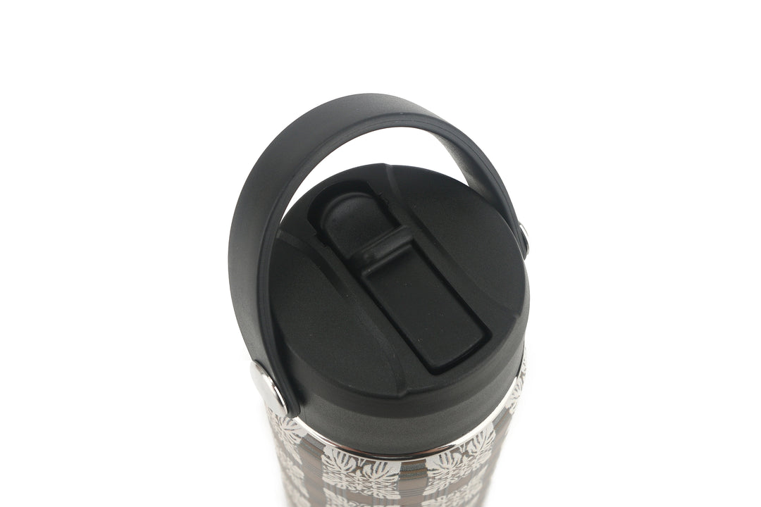 Insulated Water Bottle 12oz Quilt Palaka Brown