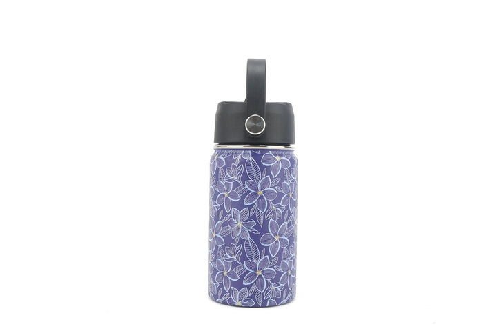 Insulated Water Bottle 12oz Plumeria Blue