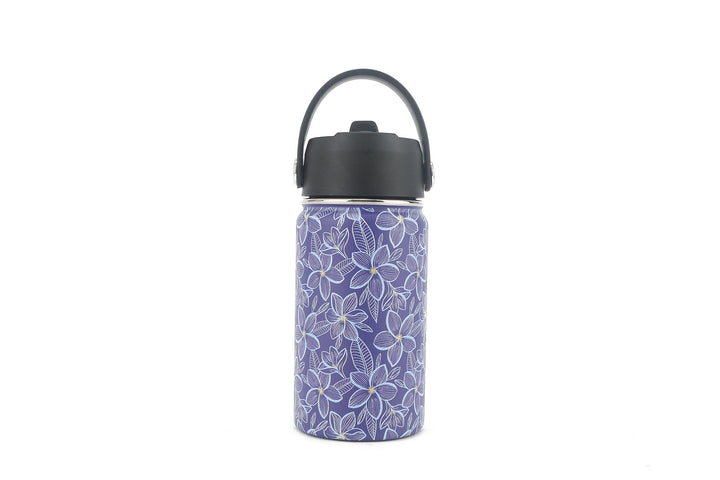Insulated Water Bottle 12oz Plumeria Blue
